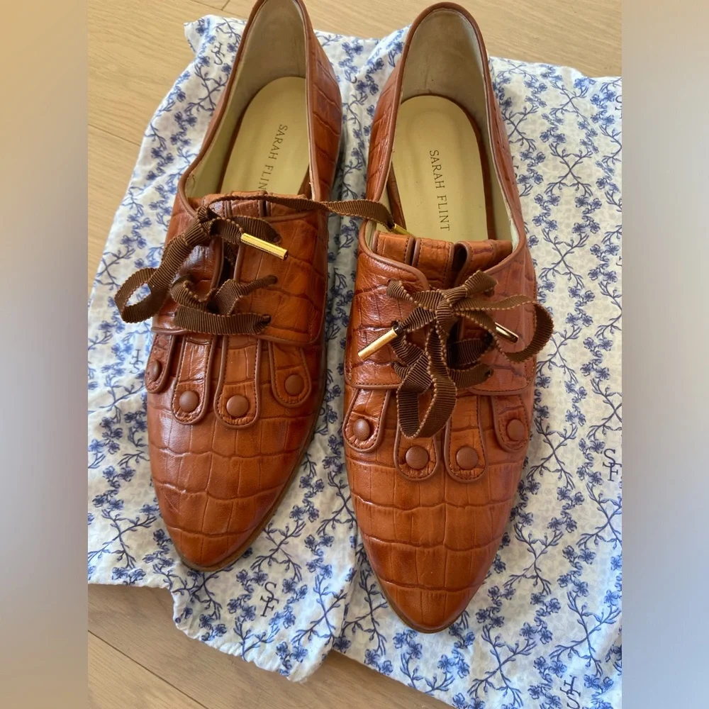 Sarah Flint Michelle Derby in cognac croc size 41.5 - Picture 1 of 4